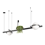 Подвесной светильник линейный с 2-мя шарообразными плафонами и цилиндрическим спотом Light of Еyes варинант исполнения - 8 | Loft Concept в Саратове