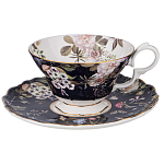 Чайный набор из фарфора темно-синий с рисунком цветов на 6 персон 12 предметов 280 мл Garden Whisper Porcelain Set  варинант исполнения - 5 | Loft Concept в Саратове