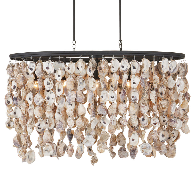 Люстра овальная с подвесками из устричных раковин Sea Ravens Черный в Саратове | Loft Concept 