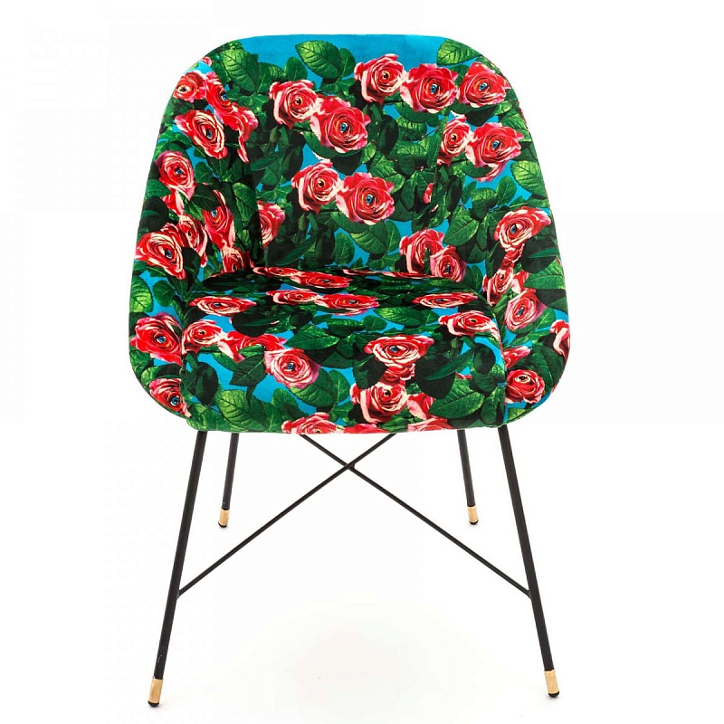 Кресло Seletti Padded Chair Roses Мульти Черный в Саратове | Loft Concept 