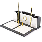 Настольный письменный набор из белого мрамора с часами Marble Accessory варинант исполнения - 2 | Loft Concept в Саратове