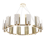 Люстра подвесная круглая с прямоугольными мраморными и золотистыми панелями на металлическом каркасе Диаметр 118 см Marble square Chandelier варинант исполнения - 2 | Loft Concept в Саратове