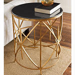 Приставной стол с металлическим золотым  основанием и чёрной столешницей Paradigm варинант исполнения - 1 | Loft Concept в Саратове