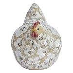 Статуэтка курица с резными белыми цветами на бежевой фактурной поверхности Rustic Chicken варинант исполнения - 1 | Loft Concept в Саратове