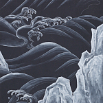 Обои ручная роспись Matsushima Waves Roka on Edo Night painted silk варинант исполнения - 1 | Loft Concept в Саратове