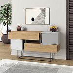 Комод c 2-мя белыми дверцами и 2-мя выдвижными ящиками цвета древесины EROS CONSOLE OAK WHITE варинант исполнения - 2 | Loft Concept в Саратове