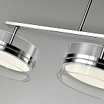 Люстра светодиодная с 4-мя круглыми прозрачными плафонами цилиндрической формы из акрила и стекла с пультом для регулировки света Glass Lamp Chromium варинант исполнения - 3 | Loft Concept в Саратове