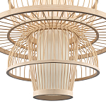 Подвесной светильник фигурный из деревянных прутьев с плафоном из натуральной ткани Light Inside the Cell варинант исполнения - 5 | Loft Concept в Саратове