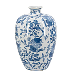 Ваза фарфоровая с узким горлышком и синими цветочными мотивами Independence варинант исполнения - 2 | Loft Concept в Саратове