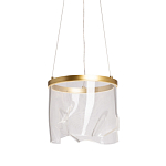 Подвесной светильник цилиндрической формы с прозрачным волнистым плафоном Wave Line варинант исполнения - 1 | Loft Concept в Саратове