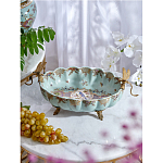 Чаша из голубого фарфора на бронзовых ножках с рисунком цветов и фигурками стрекоз Blue Garden варинант исполнения - 3 | Loft Concept в Саратове