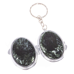 Зеркало брелок карманное двухстороннее из натурального камня Серафинит Stone Mirrors варинант исполнения - 2 | Loft Concept в Саратове