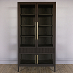 Витрина Primo со стеклянными фасадами и 2 ящиками Темный орех варинант исполнения - 1 | Loft Concept в Саратове