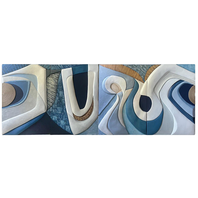 Арт-объект ручной работы Blue Abstraction из 4-х панелей Голубой Белый Синий Арт-объект ручной работы Blue Abstraction из 4-х панелей Голубой Белый Синий в Саратове | Loft Concept