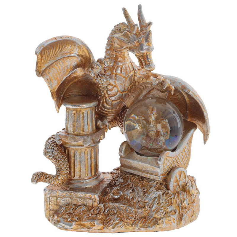 Декоративная статуэтка Дракон и стеклянный шар Dragon and Glass Ball Copper Медь Прозрачное Стекло Декоративная статуэтка Дракон и стеклянный шар Dragon and Glass Ball Copper Медь Прозрачное Стекло в Саратове | Loft Concept