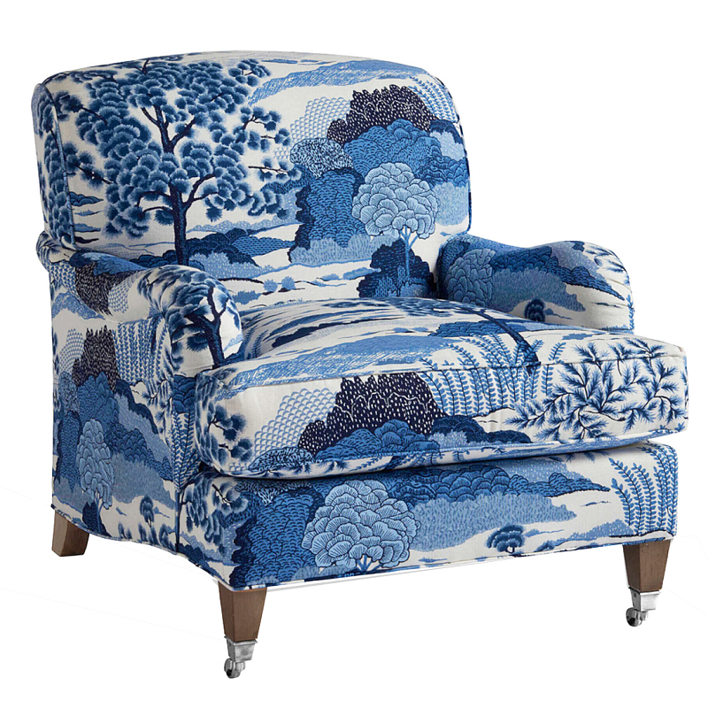 Кресло Trumann Club Chair Blue Landscape синий пейзаж Синий Белый в Саратове | Loft Concept 