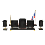 Настольный письменный набор из креноида и змеевика на бронзовых ножках Marble Accessory варинант исполнения - 4 | Loft Concept в Саратове