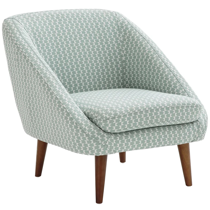 Кресло светло-бирюзовое с принтом Pauley Light Turquoise Armchair Светло-голубой Коричневый Кресло светло-бирюзовое с принтом Pauley Light Turquoise Armchair Светло-голубой Коричневый в Саратове | Loft Concept