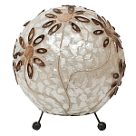 Настольная лампа из перламутра на металлическом каркасе Indonesian Ball варинант исполнения - 3 | Loft Concept в Саратове