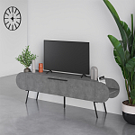 ТВ-тумба серая с 2-мя откидными дверцами и 2-мя открытыми полками CAPSULE TV STAND RETRO GREY варинант исполнения - 3 | Loft Concept в Саратове