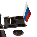 Настольный письменный набор с часами из природного камня обсидиана  Gift for Manager варинант исполнения - 5 | Loft Concept в Саратове