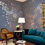 Обои ручная роспись Gingko Colourway SC-98 on Gun Metal dyed silk варинант исполнения - 1 | Loft Concept в Саратове