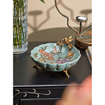 Блюдо из голубого фарфора с бронзовой птичкой Blue Garden варинант исполнения - 4 | Loft Concept в Саратове