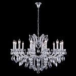 Люстра подвесная с 12-ю лампочками и прозрачными хрустальными подвесками на хромированном основании Crystal lamps варинант исполнения - 2 | Loft Concept в Саратове