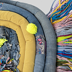 Ковер разноцветный из джинсовой одежды и армейских палаток Upcycling варинант исполнения - 4 | Loft Concept в Саратове