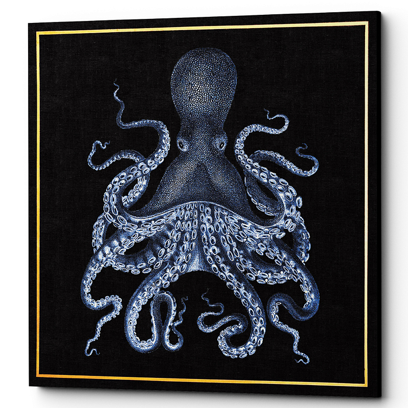 Постер Blue Octopus Poster 2 Черный Морская синь Постер Blue Octopus Poster 2 Черный Морская синь в Саратове | Loft Concept