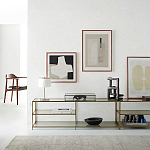 ТВ-тумба из стекла и металла Tingey Metal Glass TV Stand варинант исполнения - 4 | Loft Concept в Саратове