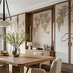 Обои с вышивкой ручной работы Deco Wisteria ﻿Midas colourway on Liso Pearl wool sateen варинант исполнения - 2 | Loft Concept в Саратове