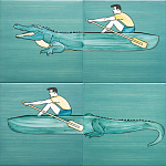 Плитка с узором Крокодил байдарочник варинант исполнения - 2 | Loft Concept в Саратове