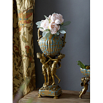 Ваза голубого цвета из фарфора с золотым растительным орнаментом и бронзовыми фигурками женщин Eden Garden porcelain and bronze варинант исполнения - 7 | Loft Concept в Саратове