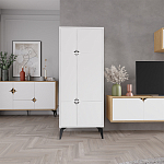 Комод белый с 4-мя дверцами на металлических ножках SPARK MULTIPURPOSE CABINET WHITE варинант исполнения - 11 | Loft Concept в Саратове