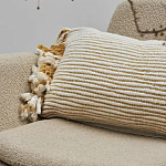 Чехол на подушку горчичного цвета с бахромой и объемным узором Ethnic mix варинант исполнения - 5 | Loft Concept в Саратове