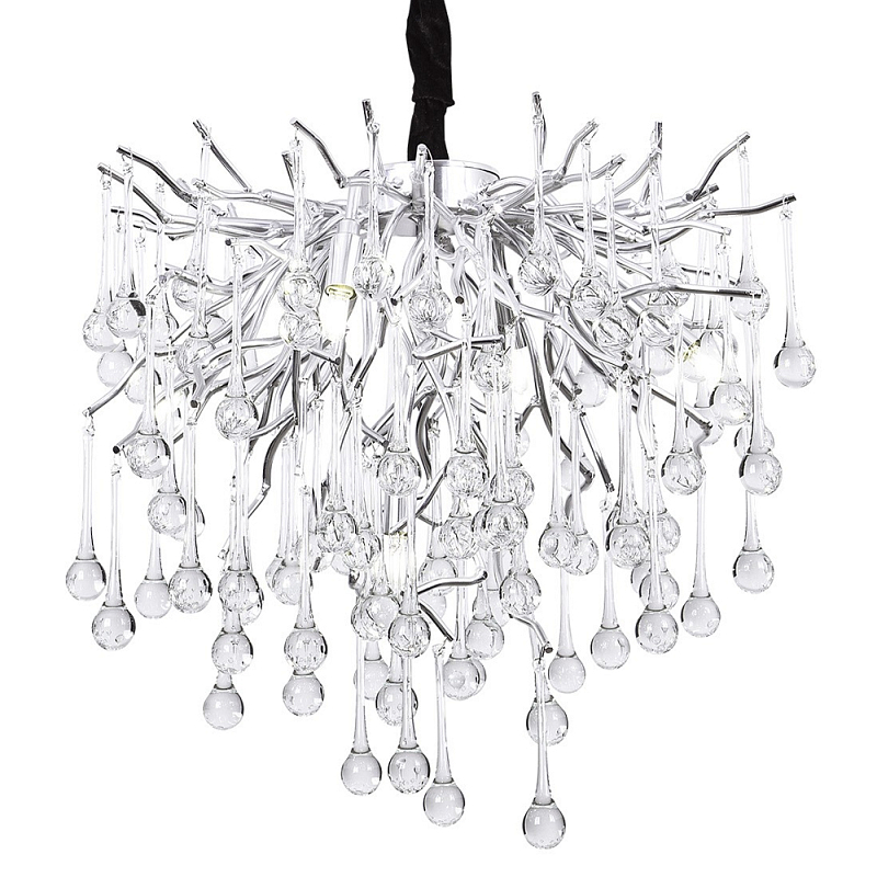 Люстра с хрустальными подвесками капли серебро Droplet Silver Chandelier 5 Серебряный Прозрачное Стекло Люстра с хрустальными подвесками капли серебро Droplet Silver Chandelier 5 Серебряный Прозрачное Стекло в Саратове | Loft Concept