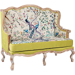 Диван из натурального бука бежевый с изображением птиц и цветов Beige Green Chinoiserie Garden Sofa варинант исполнения - 9 | Loft Concept в Саратове