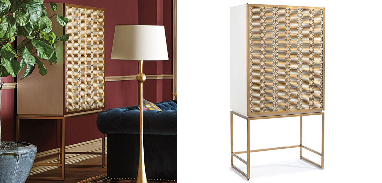 Шкаф Park Avenue Brass Wave Pattern Bar Cabinet Шкаф Park Avenue Brass Wave Pattern Bar Cabinet - Loft-Concept в Саратове