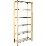 Стеллаж золото с прозрачными стеклянными полками Safekeeping варинант исполнения - 1 | Loft Concept в Саратове