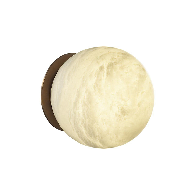 Настенно-потолочный светильник с плафоном в форме шара из алебастра Cryptocrystalline Stone Латунь Белый в Саратове | Loft Concept 