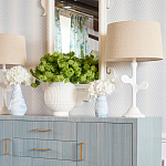 Настольная лампа с белым каркасом и тканевым абажуром Natural Stems варинант исполнения - 3 | Loft Concept в Саратове