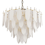 Люстра с декором из рельефного стекла в виде перьев Abelia Feather Chandelier 12 варинант исполнения - 1 | Loft Concept в Саратове