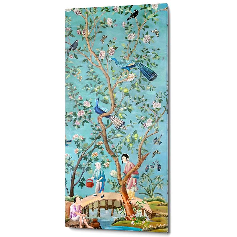 Постер на холсте в стиле шинуазри Chinoiserie Bridge in the garden Poster Бирюзовый Мульти Постер на холсте в стиле шинуазри Chinoiserie Bridge in the garden Poster Бирюзовый Мульти в Саратове | Loft Concept