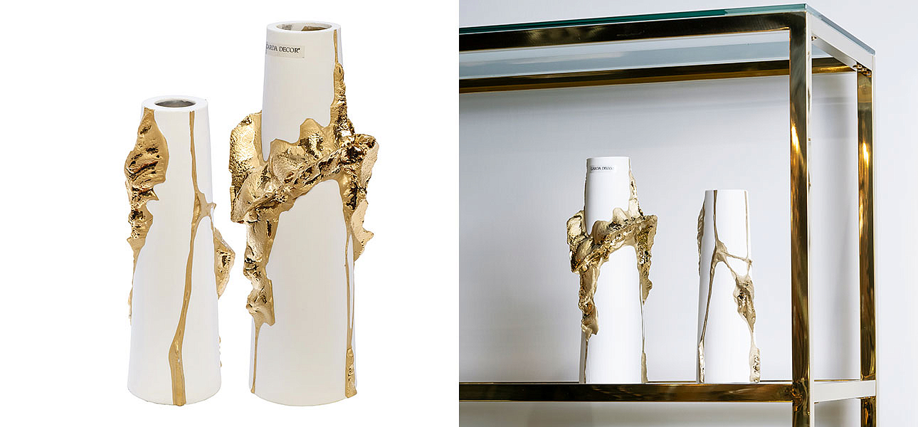 Ваза Rhea white with gold 24 Ваза Rhea white with gold 24 - Loft-Concept в Саратове