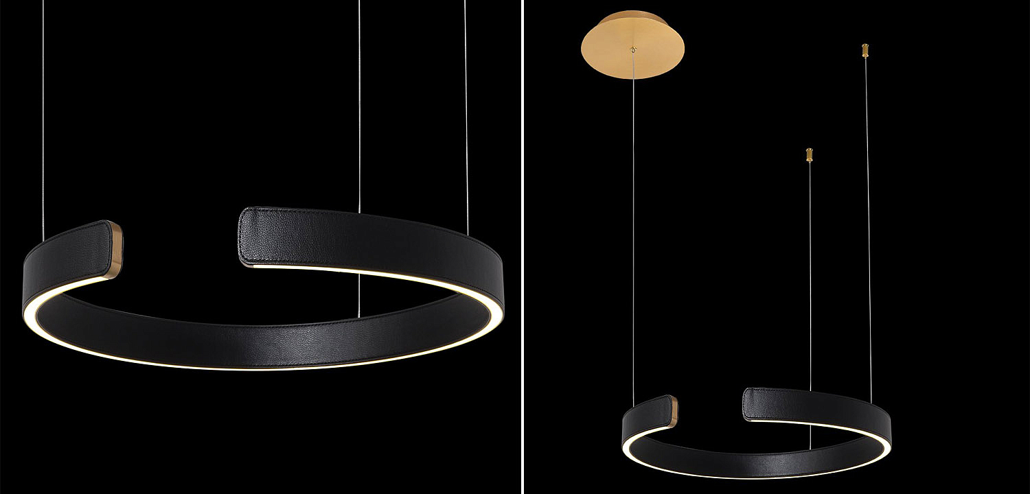Подвесной светильник Half Ring black leather 40 Подвесной светильник Half Ring black leather 40 - Loft-Concept в Саратове