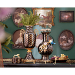 Ваза черного цвета из фарфора с золотистым узором и бронзовыми элементами Eden Garden porcelain and bronze варинант исполнения - 8 | Loft Concept в Саратове