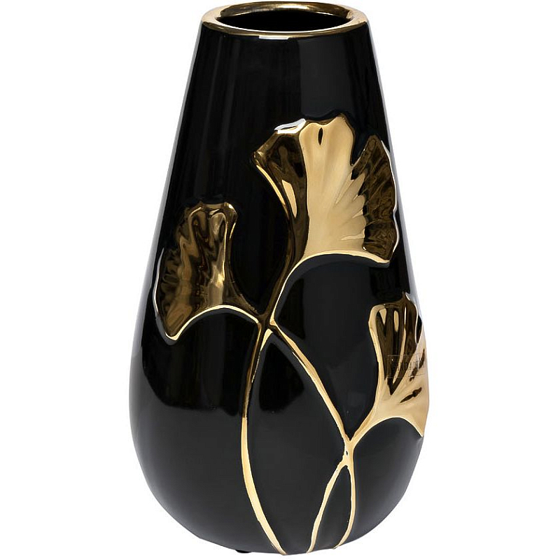 Ваза керамическая black with decor 24.5 Черный Золотой Ваза керамическая black with decor 24.5 Черный Золотой в Саратове | Loft Concept