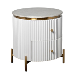 Тумбочка белая круглая с мраморной столешницей Thoroughbass варинант исполнения - 4 | Loft Concept в Саратове