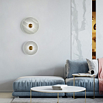 Бра в форме диска из натурального камня с декоративным центральным элеменом Cryptocrystalline Stone варинант исполнения - 1 | Loft Concept в Саратове